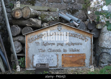 Kirche von Wales antiken Namensschild Schild Stockfoto