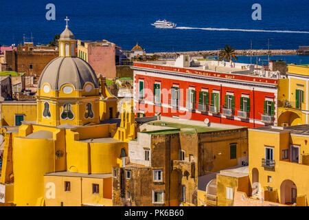 Italien Kampanien Golf von Neapel Insel Procida La Corricella Kirche Santa Maria delle Grazie Stockfoto