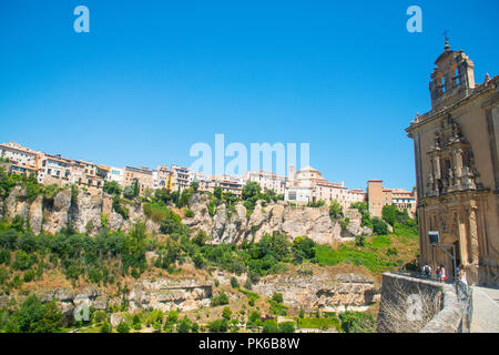 Übersicht und Hoz del Huecar vom Parador. Cuenca, Spanien. Stockfoto