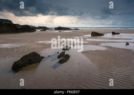 Combesgate Strand an der Küste von North Devon in Woolacombe, England. Stockfoto