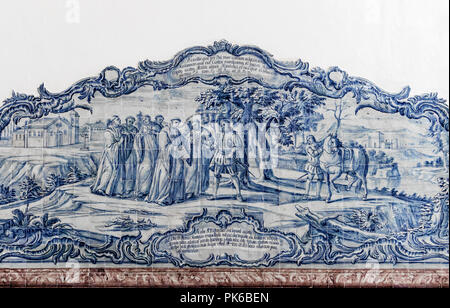 ALCOBACA, PORTUGAL - Azulejos Darstellung eines religiösen Szene in der Mosteiro de Santa Maria de Alcobaca Stockfoto