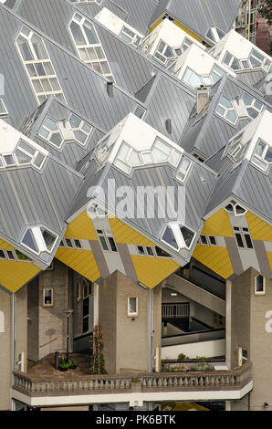 Rotterdam, Niederlande, 8. September 2018: In der Nähe von einigen der Cube Häuser des Architekten Piet Blom (9184) im alten Habrour Bereich Stockfoto