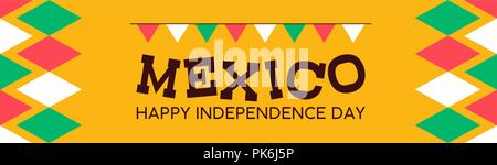 Mexiko happy Independence day Hintergrund. Mexikanische multicolor nationale Veranstaltung Feier design Banner mit Fahne Farben. EPS 10 Vektor. Stock Vektor