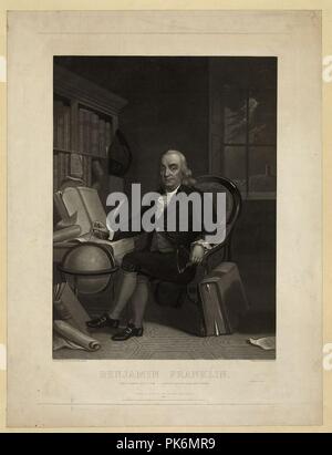 Benjamin Franklin - in Boston, Jany geboren. 17 1706 - starb in Philadelphia, 17. April 1790 - gemalt von T.H. Matteson, Esqr. ; Gestochen von heny. S. Sadd. Stockfoto