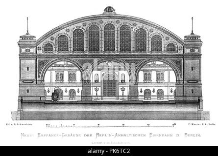 Berlin - Anhalter Bahnhof Suedfassade DBZ. Stockfoto