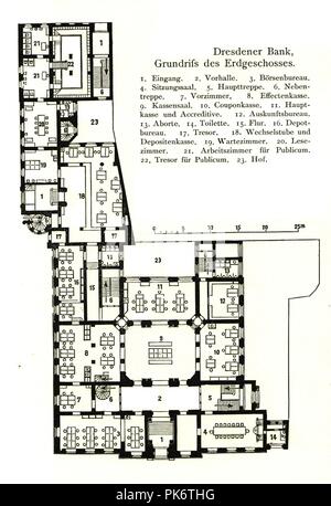 Berlin Geschaeftszentrale Dresdner Bank Grundriss Erdgeschoss BusB. Stockfoto