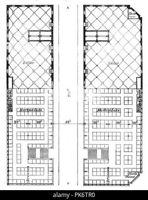 Berliner Markthalle Schiffbauerdamm Grundriss. Stockfoto