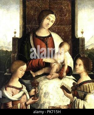 Bernardino di Bosio Zaganelli - Madonna mit Kind und Sts Maria Magdalena und Katharina von Alexandria - Stockfoto