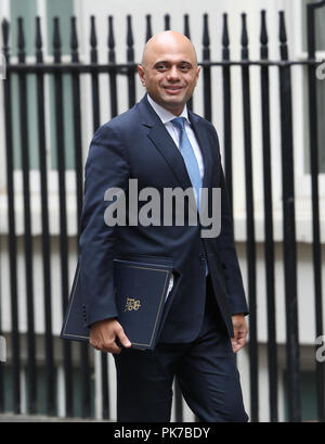 London, UK, 11. Sep 2018. Sajid Javid MP Staatssekretär für zu Hause Eintreffen in Downing Street für die wöchentliche Kabinettssitzung Credit: WFPA/Alamy leben Nachrichten Stockfoto