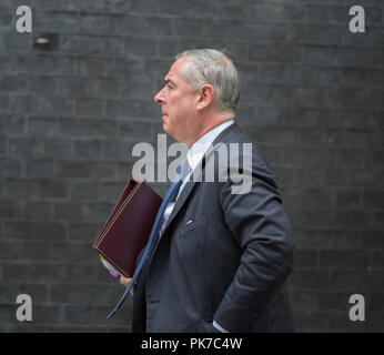 Downing Street, London, UK. 11. September 2018. Geoffrey Cox QC, Attorney General kommt in Downing Street für die wöchentliche Kabinettssitzung. Credit: Malcolm Park/Alamy Leben Nachrichten. Stockfoto