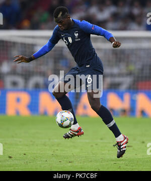 München, Deutschland. 06 Sep, 2018. Paul Pogba (Frankreich). GES/fussball/UEFA-Nationen Liga, 2018/19, 1.Spieltag: Deutschland - Frankreich, 06.09.2018 Fußball/Nationen Liga: Deutschland vs Frankreich, München September 6, 2018 | Verwendung der weltweiten Kredit: dpa/Alamy leben Nachrichten Stockfoto
