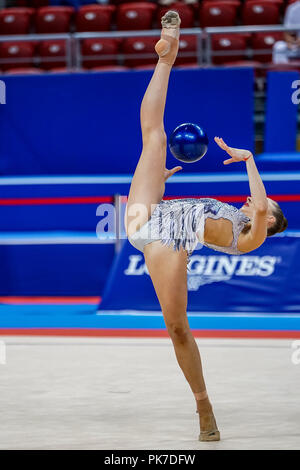 Sofia, die Türkei. September 11, 2018: Boryana Kaleyn von Bulgarien bei rhythmischen Turn-WM in der Arena Armeec in Sofia am 36. Abb. Rhythmische Gymnastik Weltmeisterschaften. Ulrik Pedersen/CSM Stockfoto