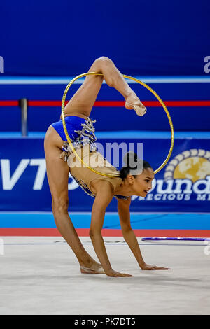 Sofia, die Türkei. September 11, 2018: anna-marie Ondaatje von Sri Lanka in der Rhythmischen Sportgymnastik Weltmeisterschaften am Arena Armeec in Sofia am 36. Abb. Rhythmische Gymnastik Weltmeisterschaften. Ulrik Pedersen/CSM Stockfoto