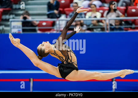 Sofia, die Türkei. September 11, 2018: Vlada Nikolchenko der - Ukraine bei rhythmischen Turn-WM in der Arena Armeec in Sofia am 36. Abb. Rhythmische Gymnastik Weltmeisterschaften. Ulrik Pedersen/CSM Stockfoto