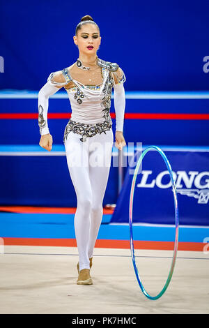 September 11, 2018: Vlada Nikolchenko der - Ukraine während der einzelnen Hoop Finale in der Arena Armeec in Sofia am 36. Abb. Rhythmische Gymnastik Weltmeisterschaften. Ulrik Pedersen/CSM Stockfoto