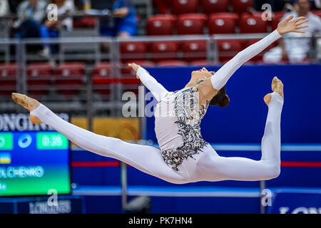 September 11, 2018: Vlada Nikolchenko der - Ukraine während der einzelnen Hoop Finale in der Arena Armeec in Sofia am 36. Abb. Rhythmische Gymnastik Weltmeisterschaften. Ulrik Pedersen/CSM Stockfoto