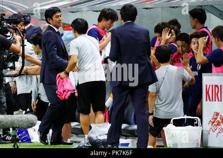 Osaka, Japan. 11 Sep, 2018. € Hajime Moriyasu (JPN) Fußball: kirin Challenge Cup 2018 Match zwischen Japan 3-0 Costa Rica bei Panasonic Stadion Suita in Osaka, Japan. Credit: Naoki Nishimura/LBA SPORT/Alamy leben Nachrichten Stockfoto