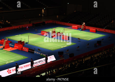 Musashino Mori Allgemeine Sports Plaza, Tokio, Japan. 12 Sep, 2018. Allgemeine Ansicht, 12. SEPTEMBER 2018 - Badminton: Daihatsu Yonex Japan Open 2018 Damen Doppel 1. Runde an der Musashino Mori Allgemeine Sports Plaza, Tokio, Japan. Credit: MATSUO. K/LBA SPORT/Alamy leben Nachrichten Stockfoto