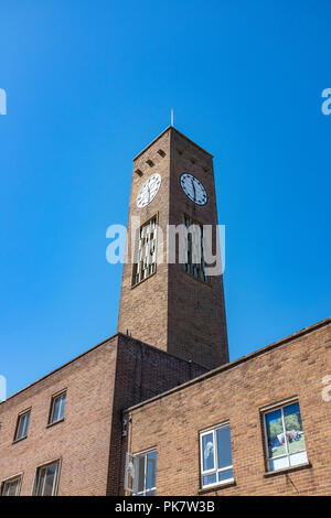 Detail der Uhrturm in Crewe, Cheshire Vereinigtes Königreich Stockfoto