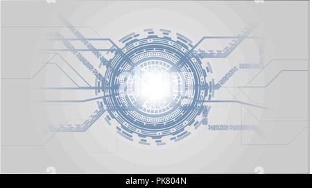 Grau Weiß und Blau abstrakte Technologie Hintergrund mit High-Tech-futuristischen Elementen. Stock Vektor