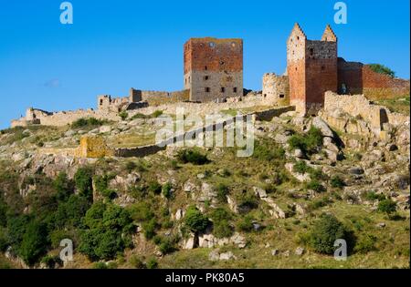 Schloss Hammershus, die größte Burgruine Nordeuropas an steilen Granit Felsen an der Ostsee gelegen, Bornholm, Dänemark Stockfoto