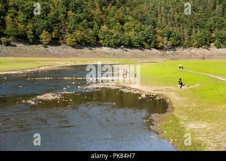 Alten Aseler Brücke, Edersee bei Niedrigwasser, Hessen, Deutschland, Europa Stockfoto