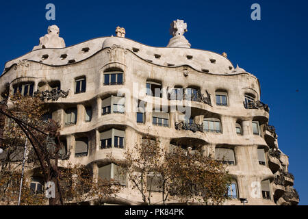 Haus milà von gaudì in Barcelona in Spanien Stockfoto