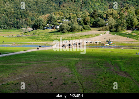 Alten Aseler Brücke, Edersee bei Niedrigwasser, Hessen, Deutschland, Europa Stockfoto