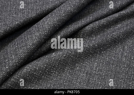 Fabric, Tweed Dunkelgrau aus Kaschmir und Wolle. Stockfoto