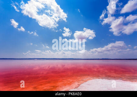 Die salzigen Ufer der Laguna Salada de Torrevieja. Spanien. Stockfoto