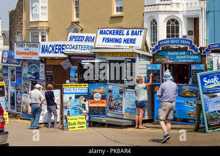 Reservierung Angelausflüge Tenby Pembrokeshire Wales Stockfoto