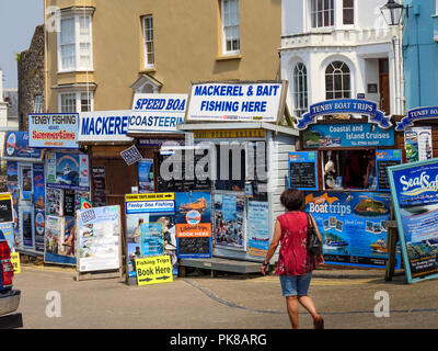 Reservierung Angelausflüge Tenby Pembrokeshire Wales Stockfoto