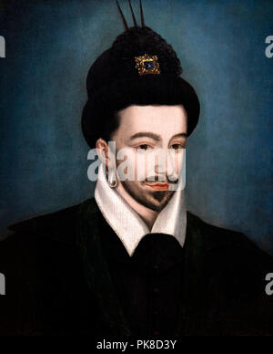 König Heinrich III. von Frankreich (1551-1589), anonym, Öl auf Holz Stockfoto