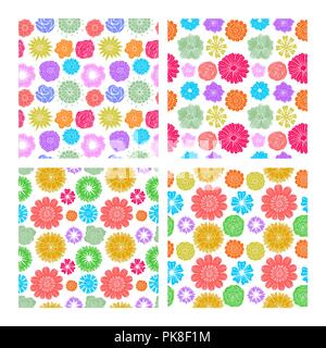 Nahtlose Muster von verschiedenen und schönen Blumen. Bunte, monochrom, elegant. Für Einladungen, Plakate, Flyer und andere Designs. Stock Vektor