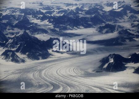 Die Gletscher Grönlands. Luftaufnahme. Stockfoto