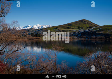 Winter Blick auf Lake Hayes, Queenstown, Neuseeland Stockfoto