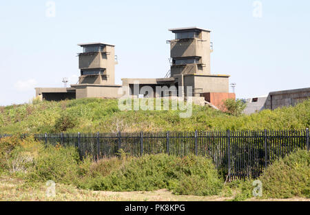 Darrell's Akku 2 6 pounder Geschützstellungen, Landguard Fort, Felixstowe, Suffolk, England, Großbritannien Stockfoto