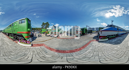 360 Grad Panorama Ansicht von Nowosibirsk Railway Museum Sibirien Russland