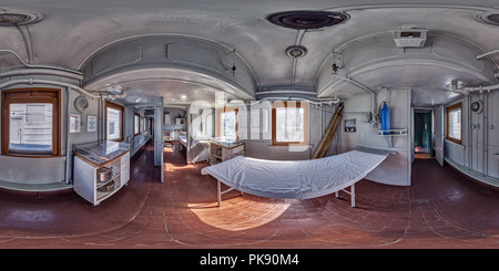 360 Grad Panorama Ansicht von Nowosibirsk Railway Museum Sanitär Zug