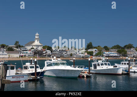 Boote angedockt an MacMillan Pier in Provincetown, Massachusetts, Cape Cod, USA. Stockfoto