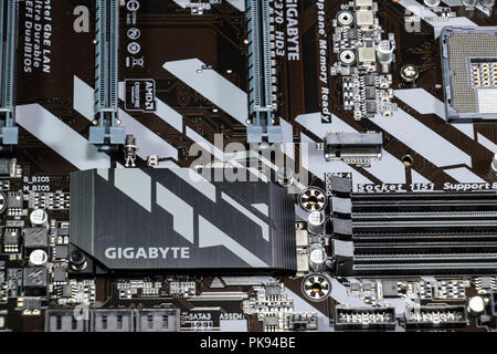 Motherboard Gigabit für den Prozessor von Intel. Stockfoto