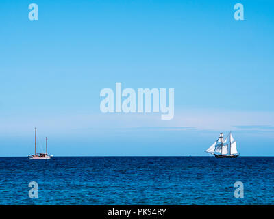 Tall Ship der Dänemark Insel Monn, Ostsee, Dänemark, Skandinavien, Europa. Stockfoto