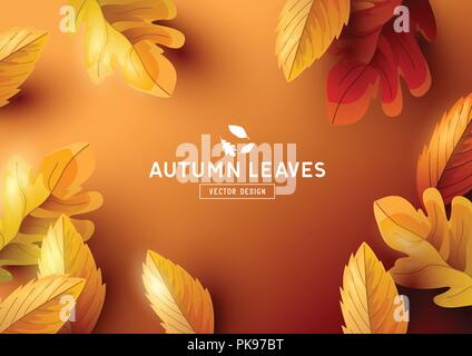 Herbst Hintergrund mit dem fallenden Herbstlaub und Platz für Text. Vector Illustration Stock Vektor
