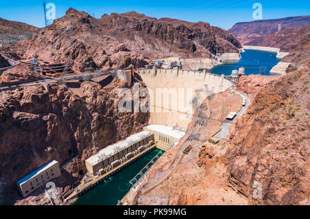 Hoover Dam an einem sonnigen Tag, Nevada, USA. Stockfoto