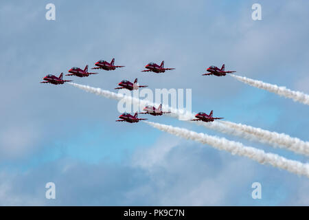 RAF Red Arrows Hawk T1 Flugzeug Stockfoto