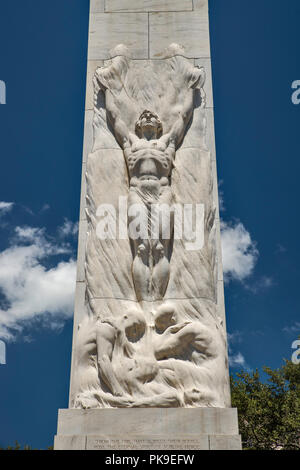 Die Alamo Kenotaph aka den Geist des Opfers Denkmal, Alamo Plaza, San Antonio, Texas, USA Stockfoto