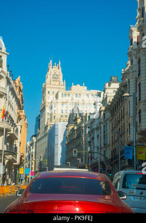 Gran Via. Madrid, Spanien. Stockfoto