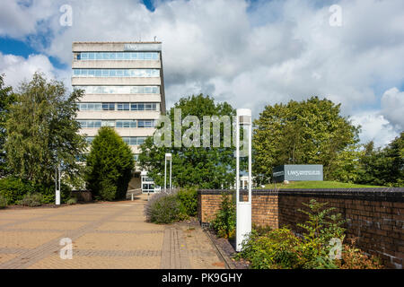 Eingang zu einem der Gebäude der Lanarkshire Campus der Universität von westlich von Schottland, in Hamilton, South Lanarkshire, Schottland, UK Stockfoto