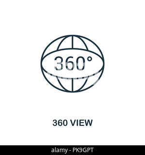 360 Symbol anzeigen. Schwarzweiß-Design von Visual gerät Sammlung. UI. Pixel Perfect einfache Piktogramm 360 Symbol anzeigen. Web Design, Anwendungen, Software, Pr Stockfoto