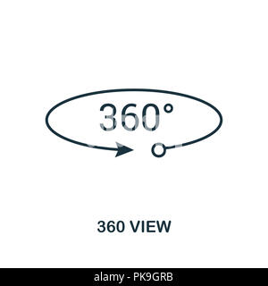 360 Symbol anzeigen. Schwarzweiß-Design von Visual gerät Sammlung. UI. Pixel Perfect einfache Piktogramm 360 Symbol anzeigen. Web Design, Anwendungen, Software, Pr Stockfoto